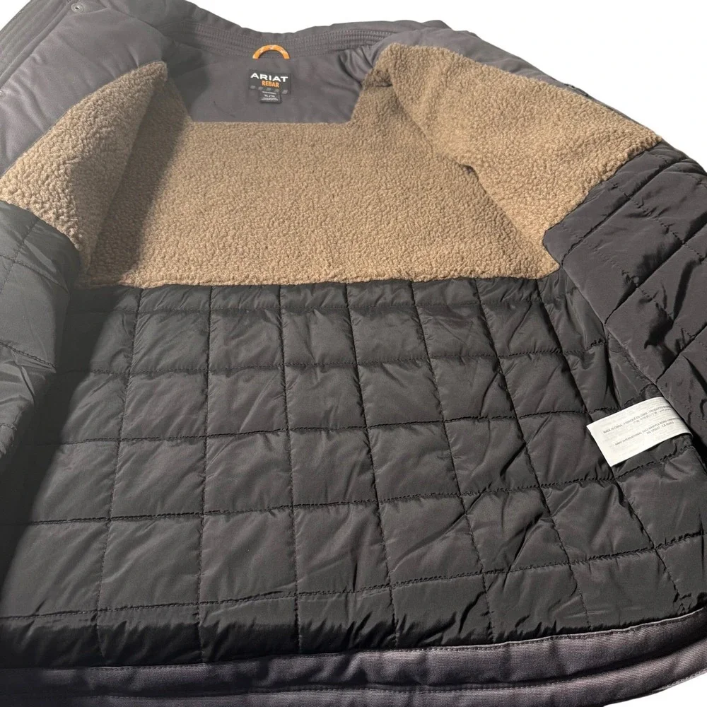 Ariat Rebar DuraCanvas Sherpa Lined Coat Mens XL Tall Iron Grey Work Jacket New